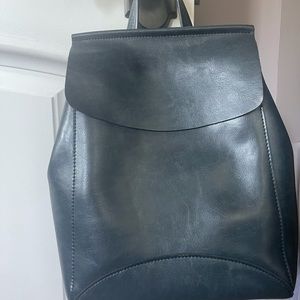 Navy leather backpack,